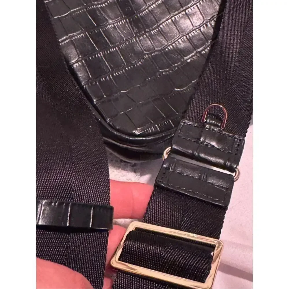 Bandolier miller convertible black alligator crossbody bag & strap nwot